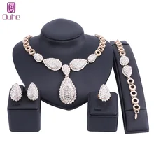 Fashion Wedding African Beads Jewelry Sets Dubai Gold Color Crystal Jewelry Sets Costume Romantic Jewelry luxury dubai jewelry sets women crystal gold wedding accessories flower necklace wedding african beads jewelry set costume