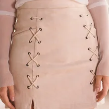 Женские модные новые элегантные осенне-зимние замшевые дизайнерские облегающие однотонные лук прямой юбки S3563