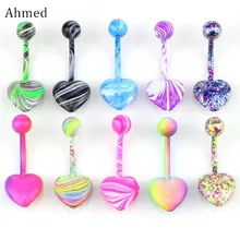 Ahmed 10 цветов Новые красочные пупочные ногти пупка Пирсинг из нержавеющей стали пупка кольцо для женщин ювелирные изделия