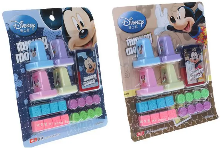 

20pcs/set Mickey Kids Cartoon Stamp Children Custom Plastic Rubber Self Inking Stampers Toys