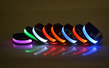 

10pcs/lot 35*2.5cm Nylon Sporting Jogging LED Glowing Bracelet Armband Black Belt For Birthday Christmas Party Decors Kids Favor
