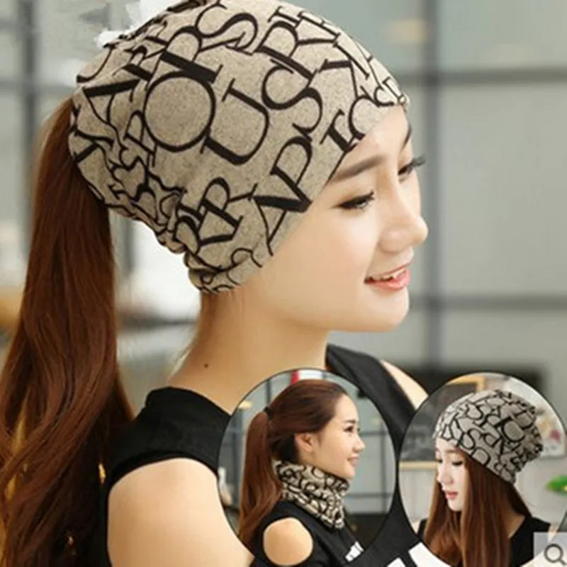 Korean Women Spring Autumn Winter Warm Cover Headgear Beanies Winter Scarf Knitted Hat Hip-hot Skullies Girls Gorros