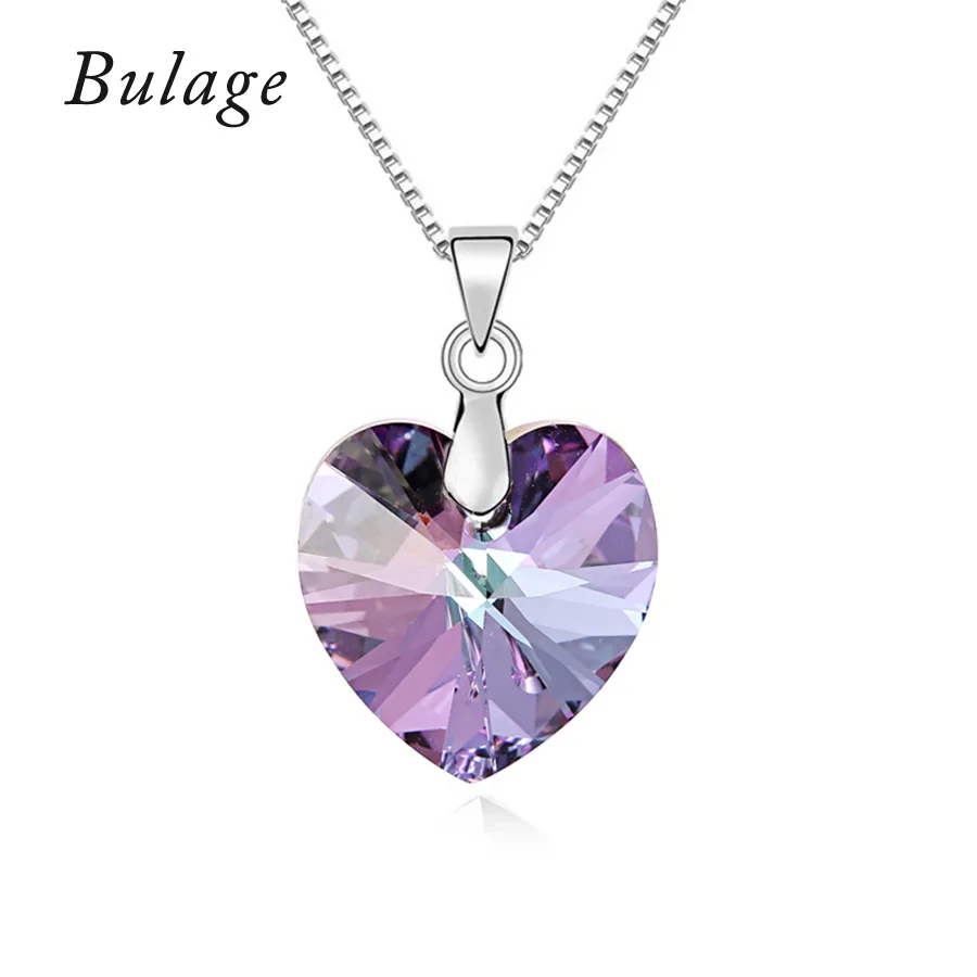 

Best Quality 100% Original Crystals From Austria Heart Pendant Necklaces Women Handmade Maxi Collares Valentine's Day Gift
