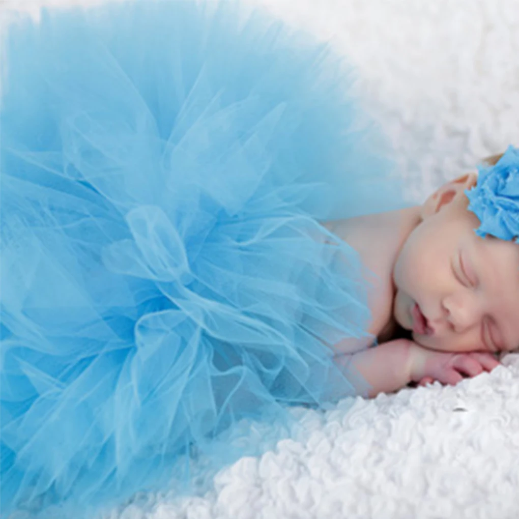 Newborn Photography Props Baby Girls Princess Tutu Skirt Headband New Born Girl Photo Green Pettiskirt fotografia accessories