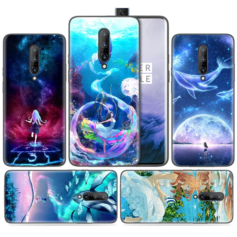 

Silicone Case for Oneplus 1+ 7 Pro 7Pro 6T 6 5G Black Dark Coque Shell Cell Phone Cover Mobile Bags Cartoon Mermaid Anime Japan
