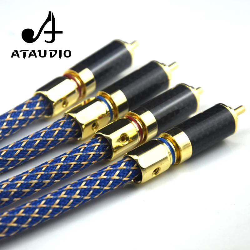 ATAUDIO Silver Plated Hifi RCA Audio Cable Dual Shielding High Quality 2RCA to 2RCA Male DVD Amplifier Interconnect RCA Cable