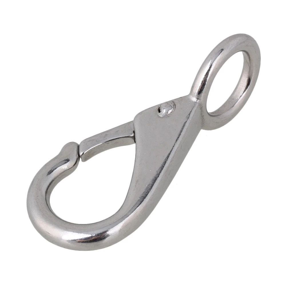 

Spring Loaded Fixed Eye Boat Snap Hook Marine Rigging Accessory Silver 1#