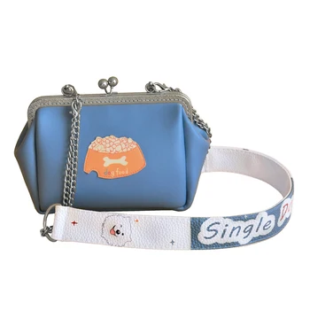 

Single dog blue and white bag female small bag slung mini cute gold bag broadband small square bag new product