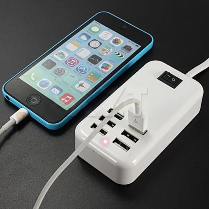 Cubo usb com 6 portas divisor, adaptador de energia com comutador de parede tomada de carregamento 5v ac eu us plug de tomada,|port usb|usb hubport usb hub - AliExpress
