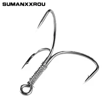 5 шт. Высокоуглеродистая сталь тройной лед набор рыболовных крючков морской круглый изогнутый тройной жесткий приманка ложка рыболовный крючок для морской воды YG24
