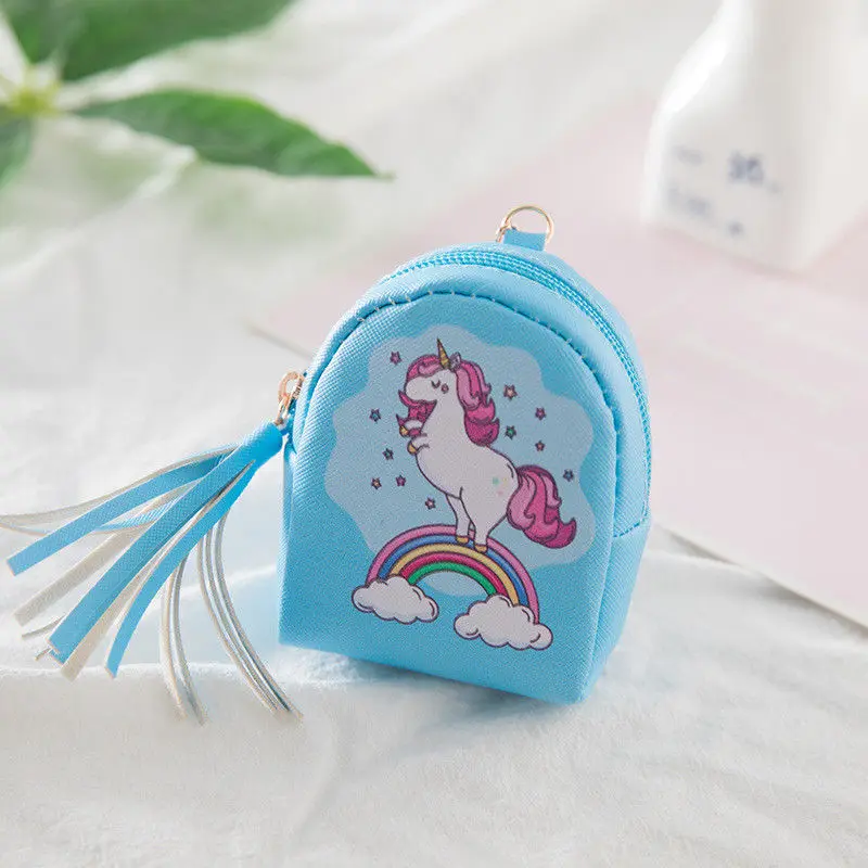 Милый маленький кожаный нулевой кошелек мини сумка для монет кошелек кошельки - Цвет: Blue rainbow