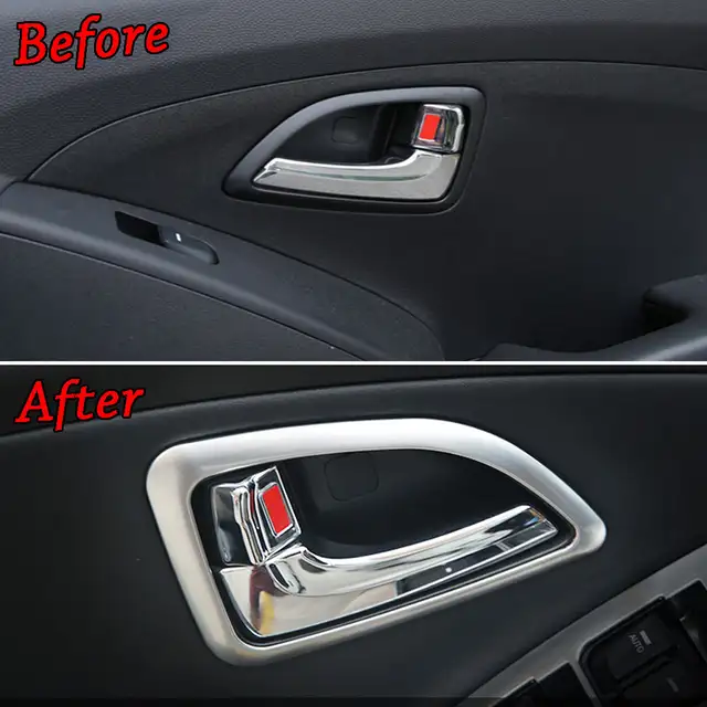 Us 13 2 5 Off 4pcs Chrome Interior Door Handle Bowl Panel Cover Trim For Hyundai Tucson 2011 2012 2013 2014 2015 Accessories Car Styling In Interior