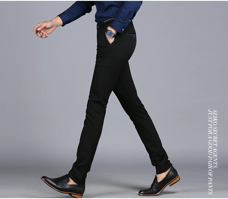 Повседневные брюки Мужская брендовая одежда высокого качества 2017 Модные мужские деловые обтягивающие мужские брюки хлопковые узкие Брюки