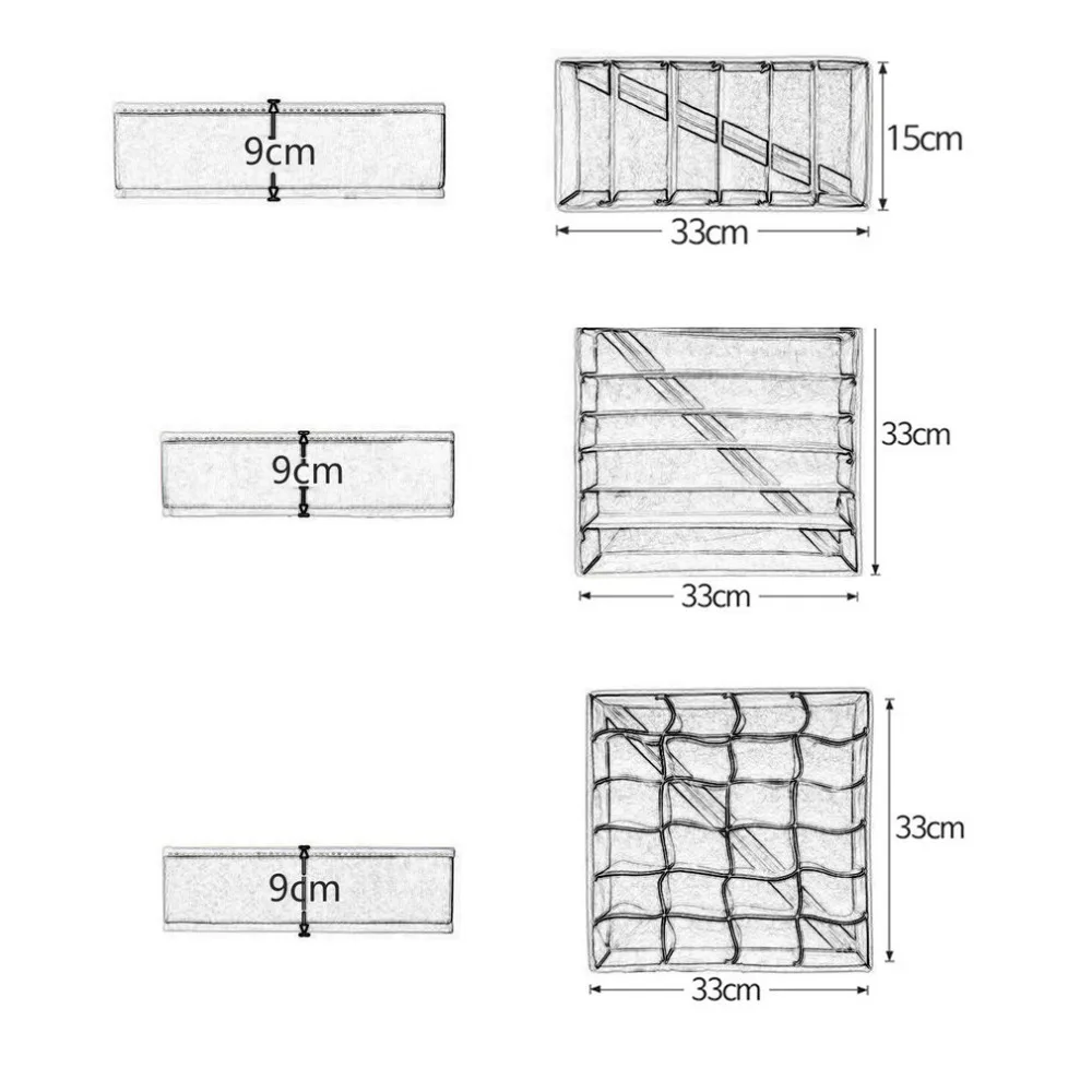 3 шт./набор многофункциональная одежда носки галстуки ящики для хранения нижнего белья Органайзер контейнер домашний крошечные вещи ткань коробка для хранения