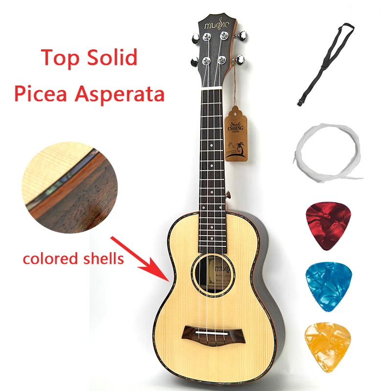

Ukulele Solid Top 23 26 Inch Picea Asperata Mini Guitar Acoustic Electric Concert Tenor Colored Shells 4 Strings Guitarra