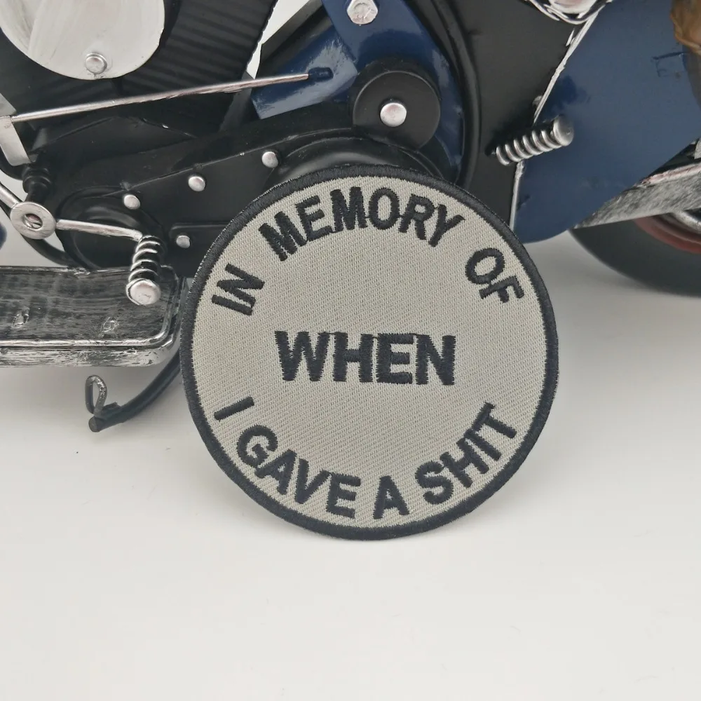 In Memory of When Logo Free shipping Embroidered Vest Rider Custom Patches Iron On Front Biker Patch DIY Eco-friendly Customized(2)