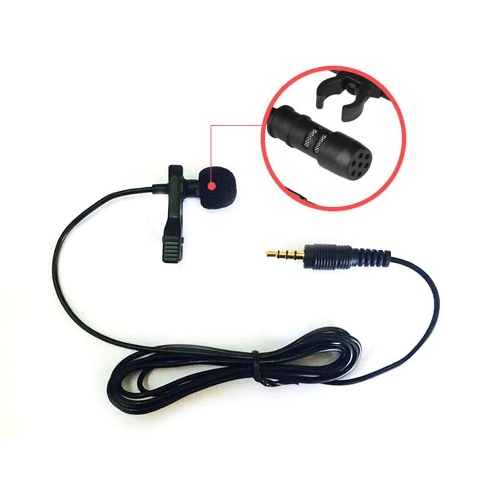 

Black Tie Clip Mic Lapel Lavalier Condenser Microphone For Smartphone Universal