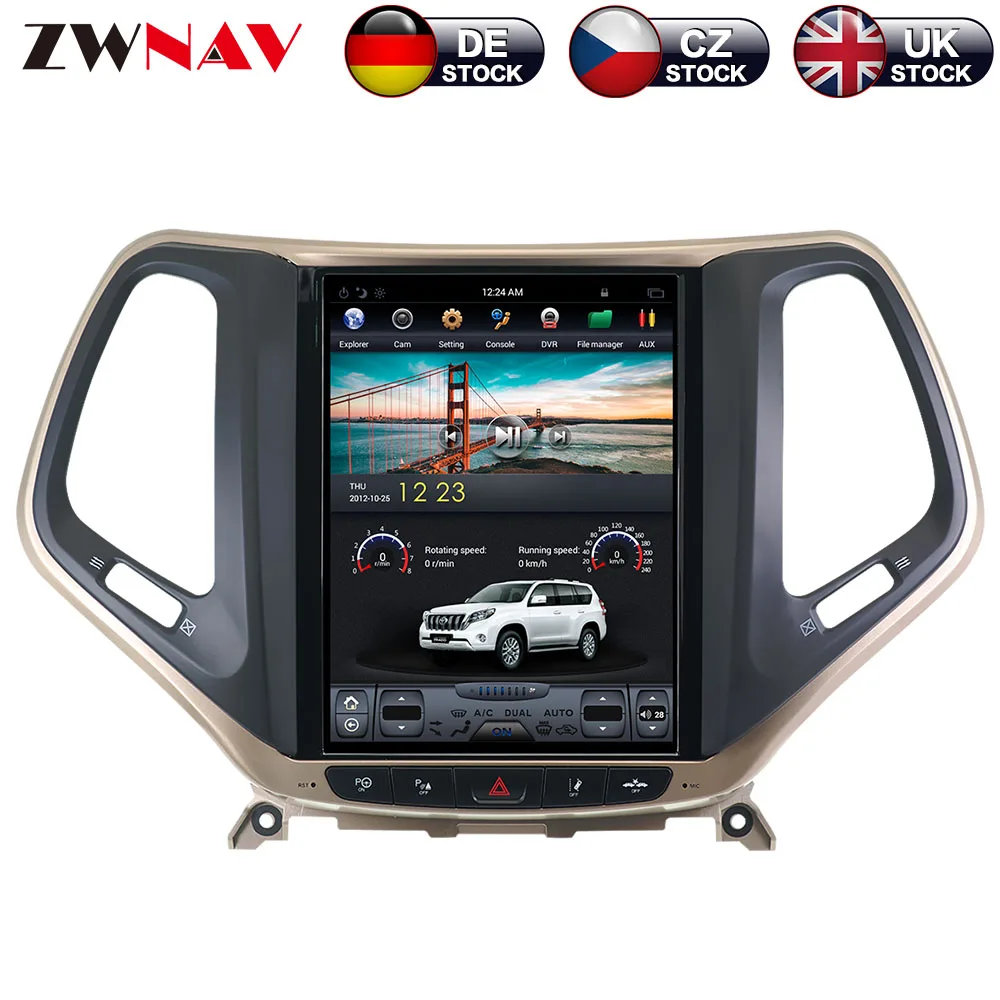 

ZWNVA Tesla Style IPS Plus Screen Android 7.1 Car No DVD Player GPS Navigation For JEEP Cherokee 2014 2015 2016 2017 2018