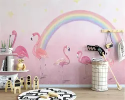 Beibehang пользовательские обои ручная роспись Фламинго радуги детская комната обои Детский сад фоне стены 3d обои