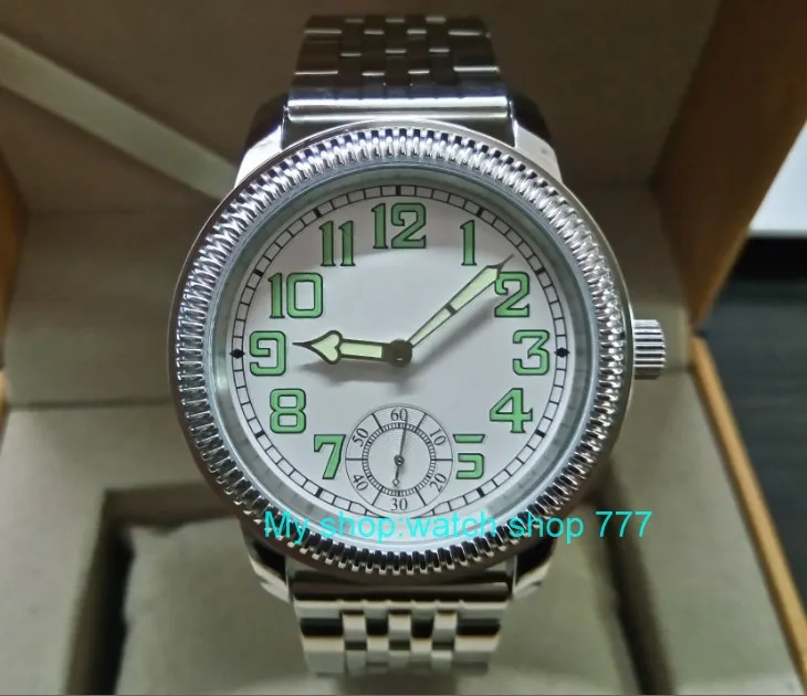 Здесь продается  44mm PARNIS Asian ST3621/6498 Mechanical Hand Wind movement Mechanical watches Luminous white dial men
