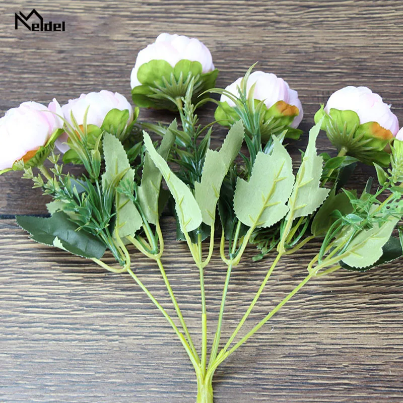 roses artificial flowers silk peonies bouquet wedding home decoration   (40)