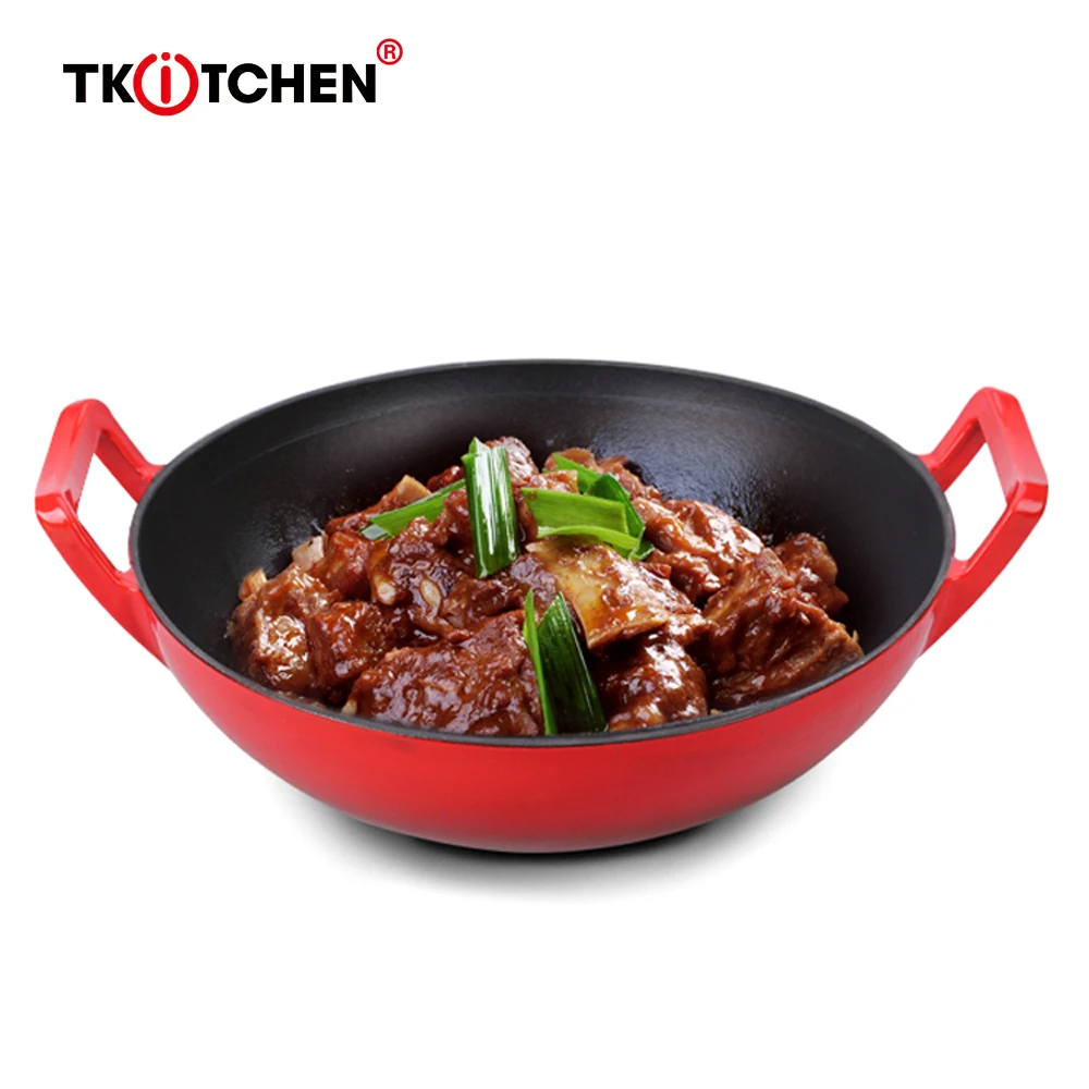 Enamel Cast Iron Pot Non-stick Pan Wok Frying Pans kitchen soup Pots Cookware Cooking Hotpot stew Without coating steamer | Дом и сад