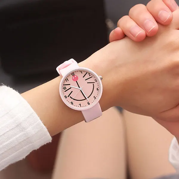 Силиконовые часы с кошачьим лицом детские наручные Детские кварцевые модный