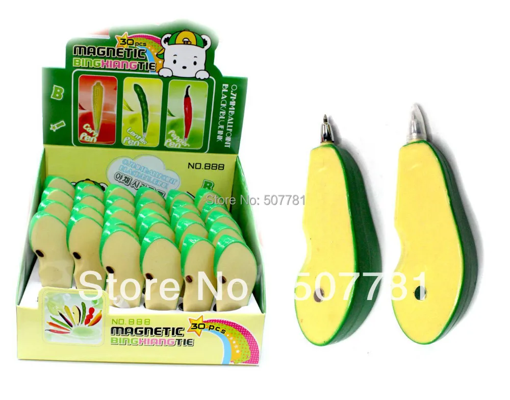

[Free shipping] NEW !Magnetism !Promotional Fruits and vegetables pens Personality pen -Green apple pen,30pcs /lot
