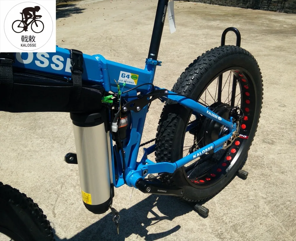 Discount Kalosse    26*4.0 tires   Folding frame electrical beach  bike  27speed  M4000   48V 1000W  electric fat  bike 9