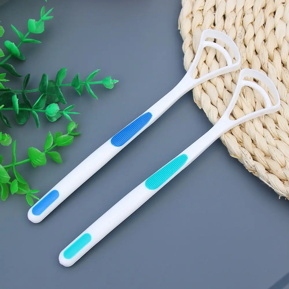 

2 Pcs/Set Durable Plastic Tongue Scraper Daily Use Tongue Cleaner to Remove Bad Breath Keep Breath Fresh Oral Cleaning Supplies