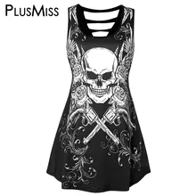 PlusMiss Plus Size 5XL Sexy Cut Out Open Back Tank Tops Summer Women Clothes Big Size Skull Printed Sleeveless Vests XXXXL XXXL PlusMiss Plus Size 5XL Sexy Cut Out Open Back Tank Tops Summer Women Clothes Big Size Skull Printed Sleeveless Vests XXXXL XXXL