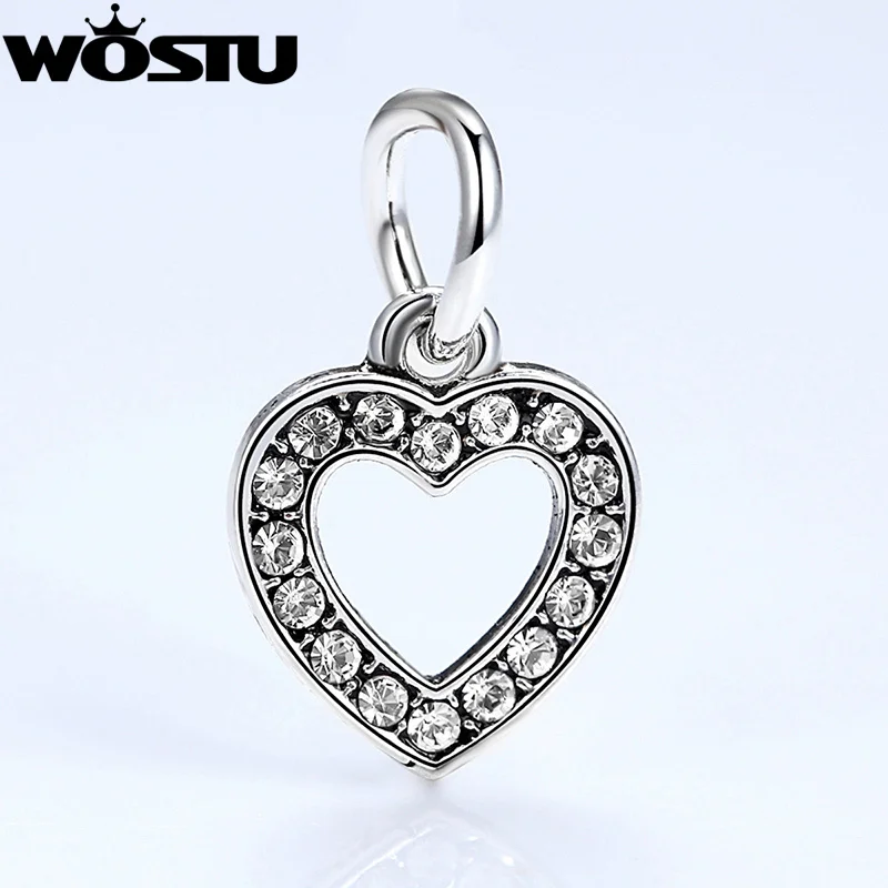 

TOP Quality Symbol Of Love Silver Charm Beads With Crystal Fit Original WST Bracelet Bangle For Women DIY Jewelry