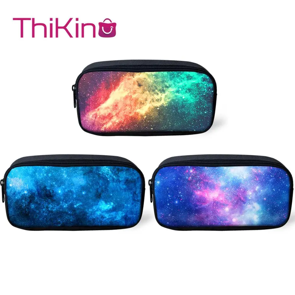 

Thikin 3PS Galaxy School Pencil Bags for Teens Pen Bag for Student Pencil Case Girls Makeup Storage HandBags Pen Purses for Kids