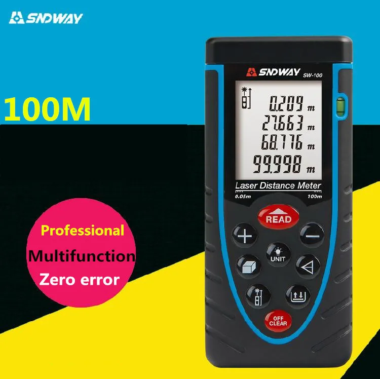 

SNDWAY 100m laser range finder tape precision 2mm laser distance meter measuring with m/in/ft volume tester wholesale