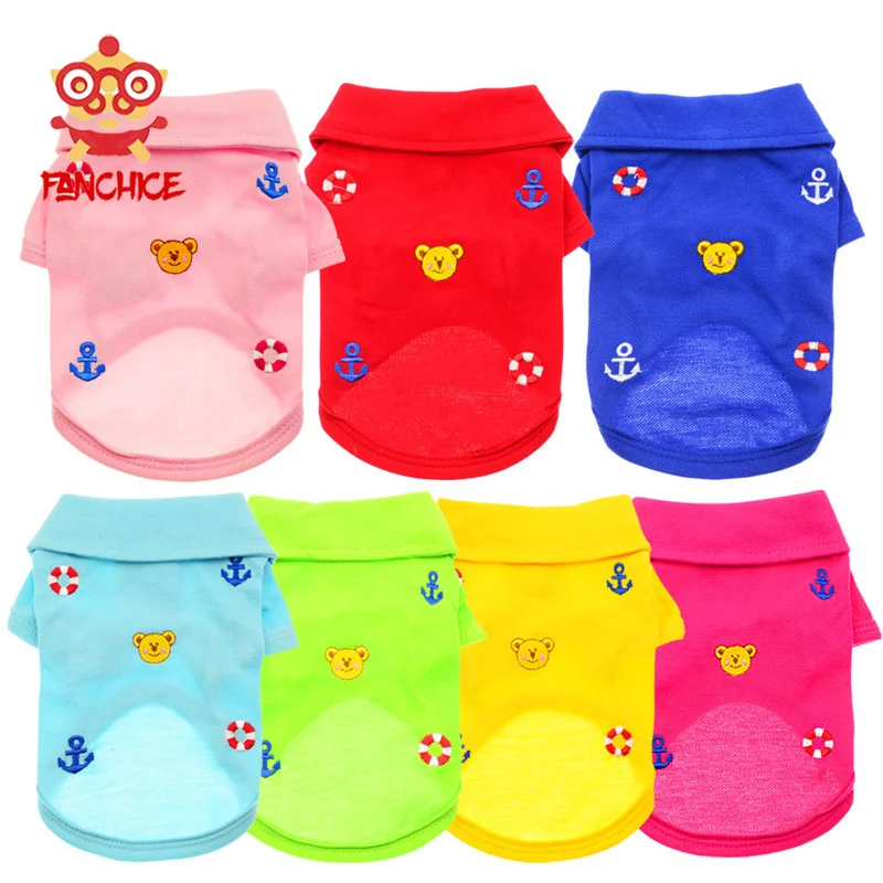 

Pet Dog Shirt Puppy Cat Summer Clothes Printed Vests Solid color Polo Cotton T Shirts Dog Clothes Teddy Small Polo Vest XXS-L
