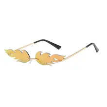 Новые солнечные очки с огненным пламенем для женщин и мужчин, модные солнцезащитные очки без оправы, роскошные трендовые узкие солнцезащитные очки, уличная одежда