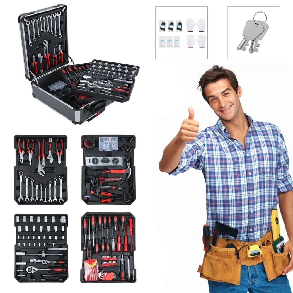 

Multipurpose 810pcs Hand Tool Trolley Suitcase Set Precision Tools Box Garage Mobile Workshop Toolbox With Aluminum Alloy Box