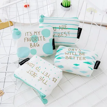 

High Quality Simple Blue Style Canvas Grils Lovely Zipper Plush Square Coin Purse Kawaii Children Money Bag Women Wallets