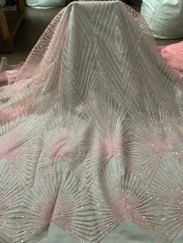 

6 designs option on sale african tulle lace fabric beautiful french net lace fabric Jolin-51526 with glued glitter