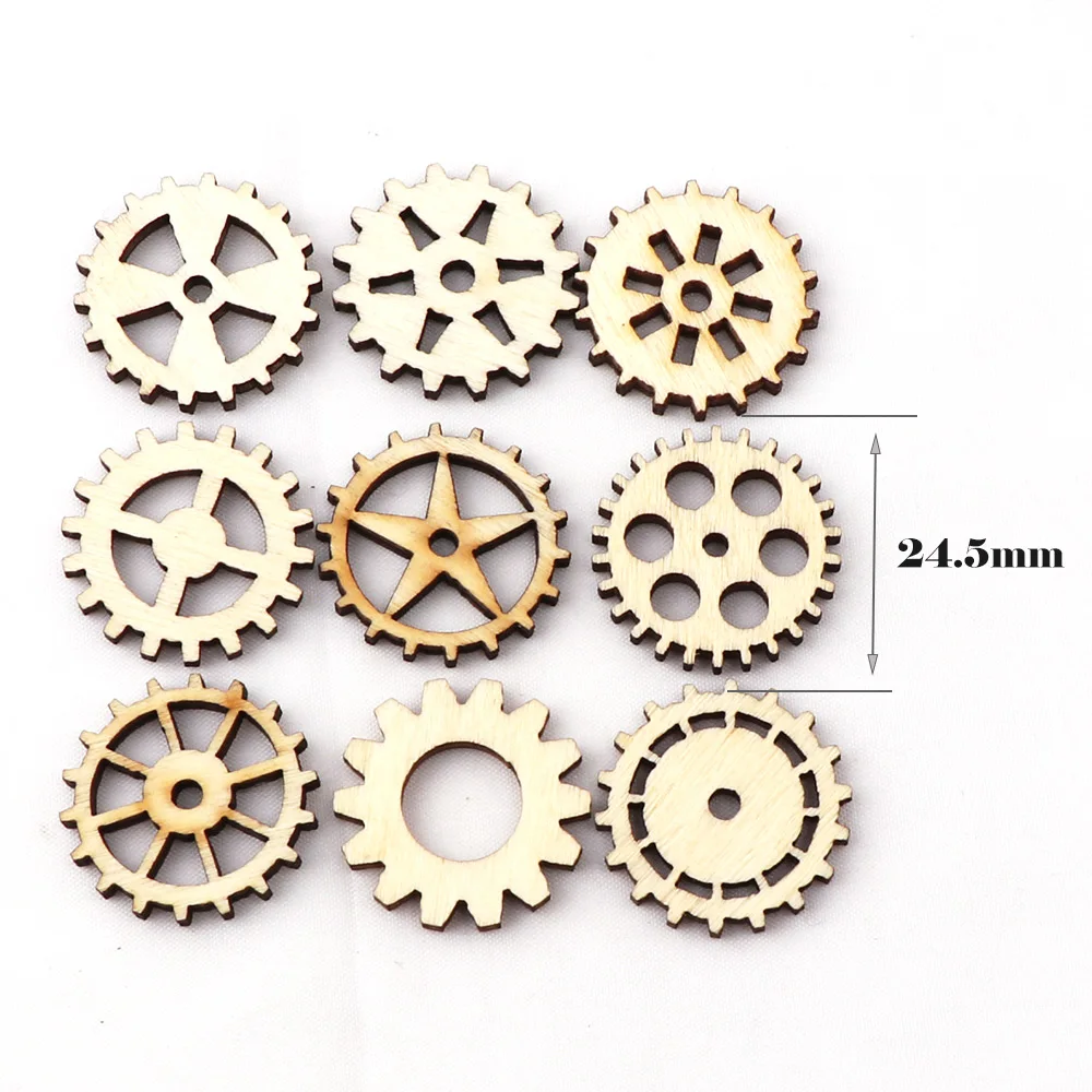 Деревянная Шестерня колесо смешанный натуральный Скрапбукинг Ремесло для украшения ручной работы аксессуар для украшения дома 14-39 мм