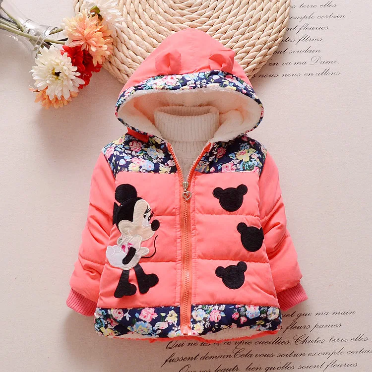 Лидер продаж 2016 года зимние детские пальто для девочек детская куртка с Минни