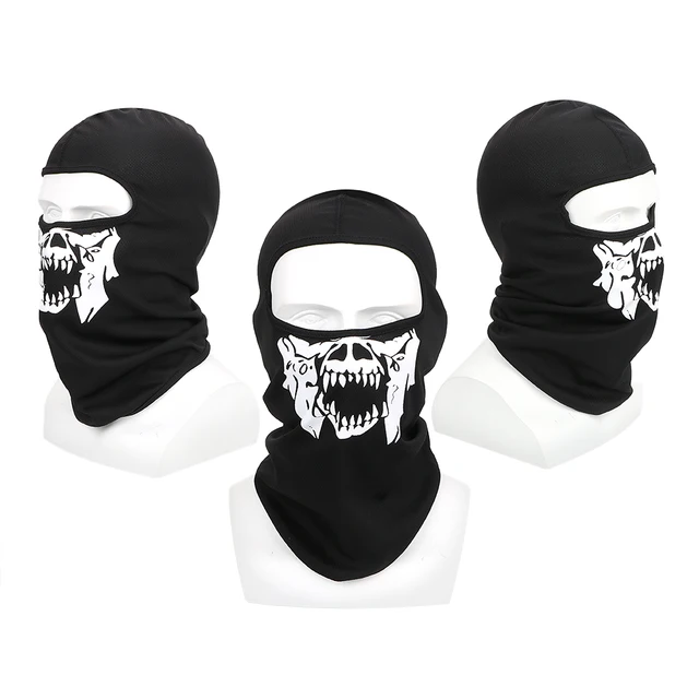 Balaclava Motorcycle Bike Mask Windproof Halloween Ghost Skull Winter Ski Mask Neck Warm Breathable Full Face Mask