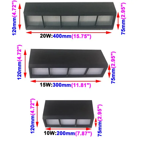 Outdoor 10W/15W/20W LED lamp fixture building exterior wall sconce light waterproof balcony Gate Black Shell