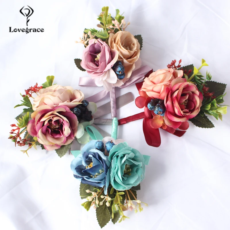 Искусственные шелковые цветы Lovegrace свадебные броши для жениха и невесты