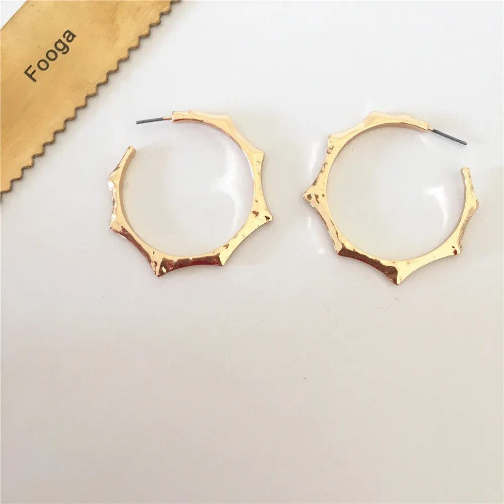 

TRENDY GOLD COLOR PLATING UNIQUE SHAPE HOOP EARRINGS FOR WOMEN