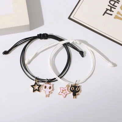 

Fashion Couple Bracelet Stitching Heart Animal Cat Cross Star Women Bracelet Pendant Romantic Valentine's Day present for Lovers