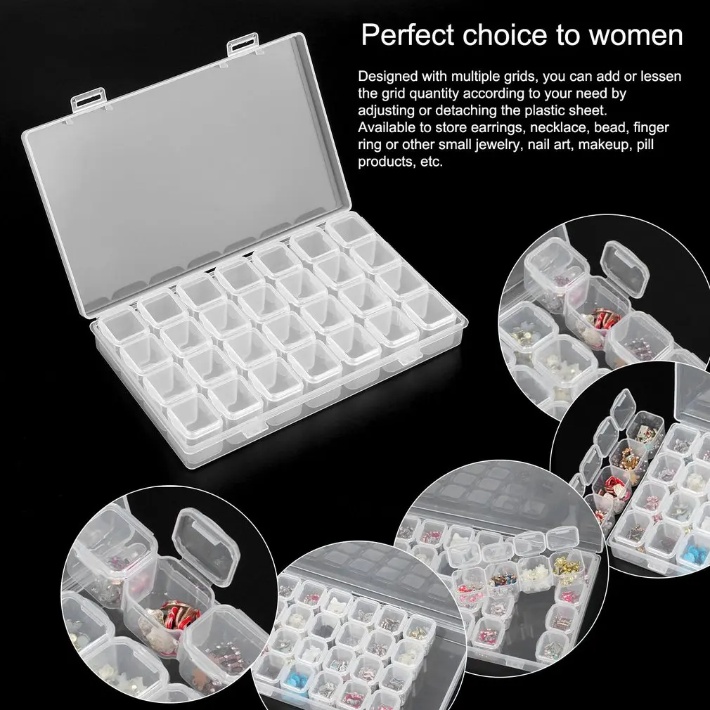 

28 Grid Plastic Empty Storage Box Nail Art Accessories Tools Nail Stones Display Storage Box Accessories Container Nail Tool