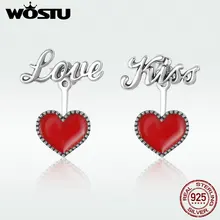 WOSTU Лидер продаж 925 пробы серебро Love Kiss Сердце, серьги со шпилькой, для Для женщин тонкой S925 бренд ювелирные украшения в подарок любимой DXE157