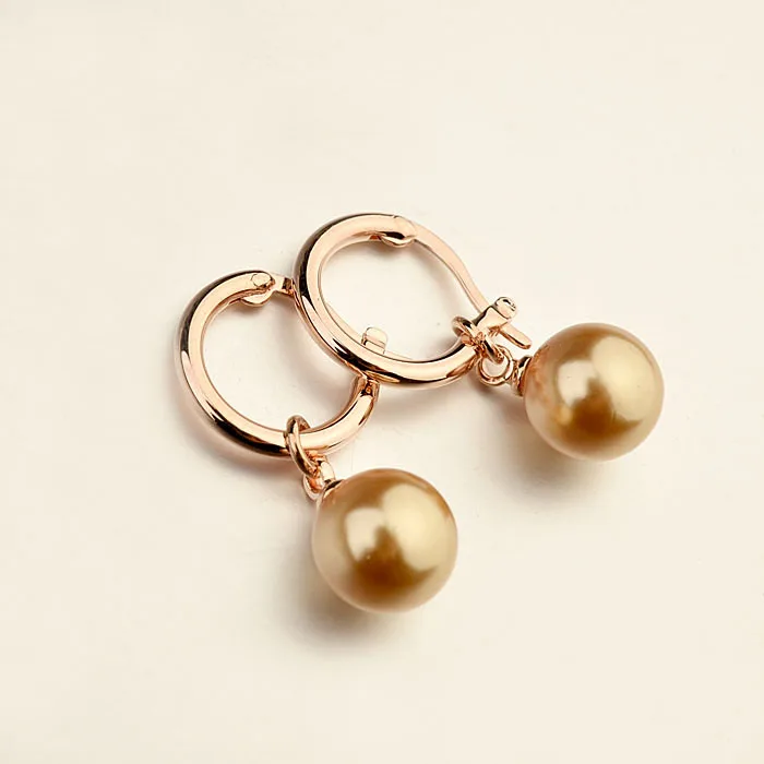 MOONROCY Free Shipping Fashion Jewelry Austrian Crystal For Women rose Gold Color Imitation pearl Earring Gift