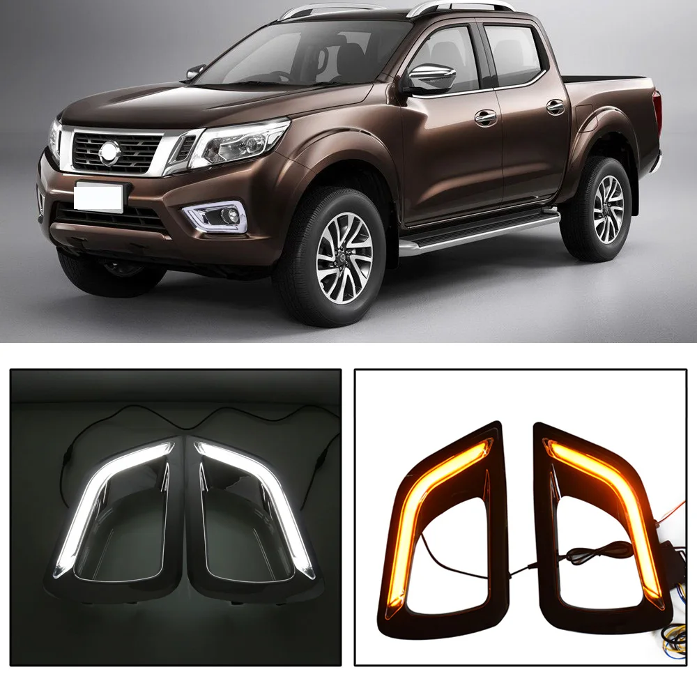 

CAPQX 1Pair For Nissan Navara NP300 2015 2016 LED DRL Daytime Running Light Fog Lamp Cover Driving Light Day light Driving Lamp